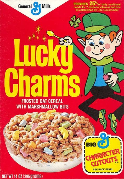 Vintage Lucky Charms Cereal Box Funny Metal Tin Sign Wall 